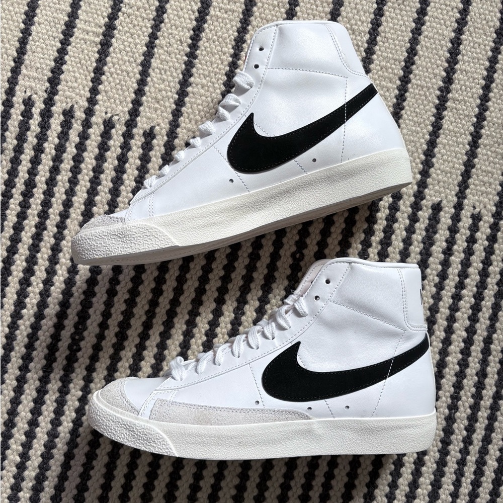 Nike Blazer Mid 77s White and Black High-Top Sneakers